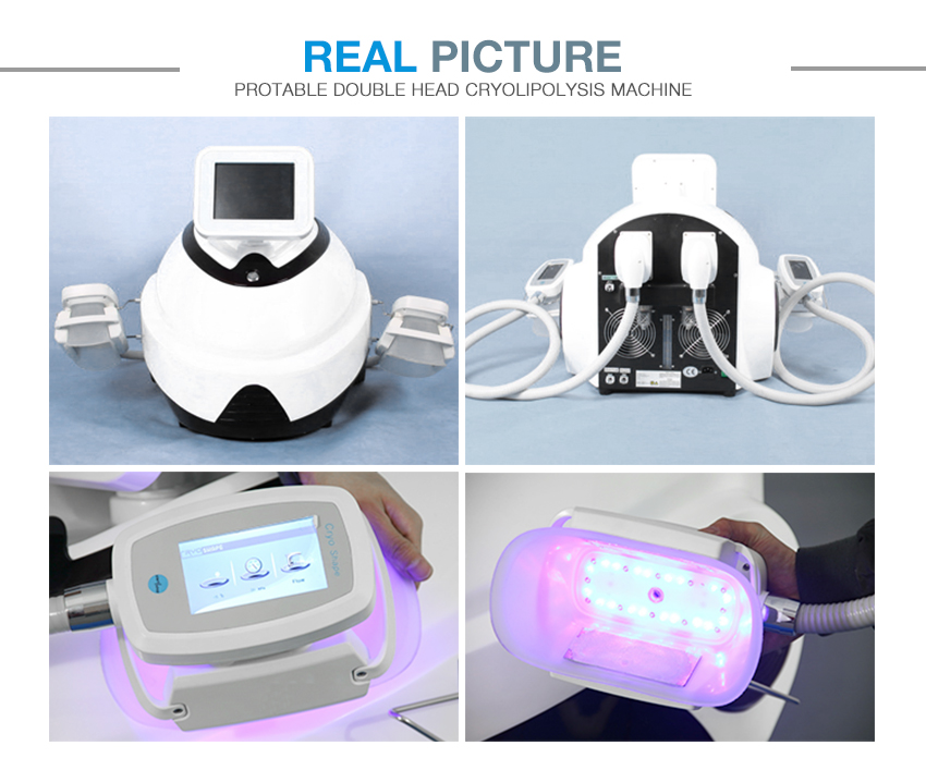Home cryolipolysis machine with double cryo handle