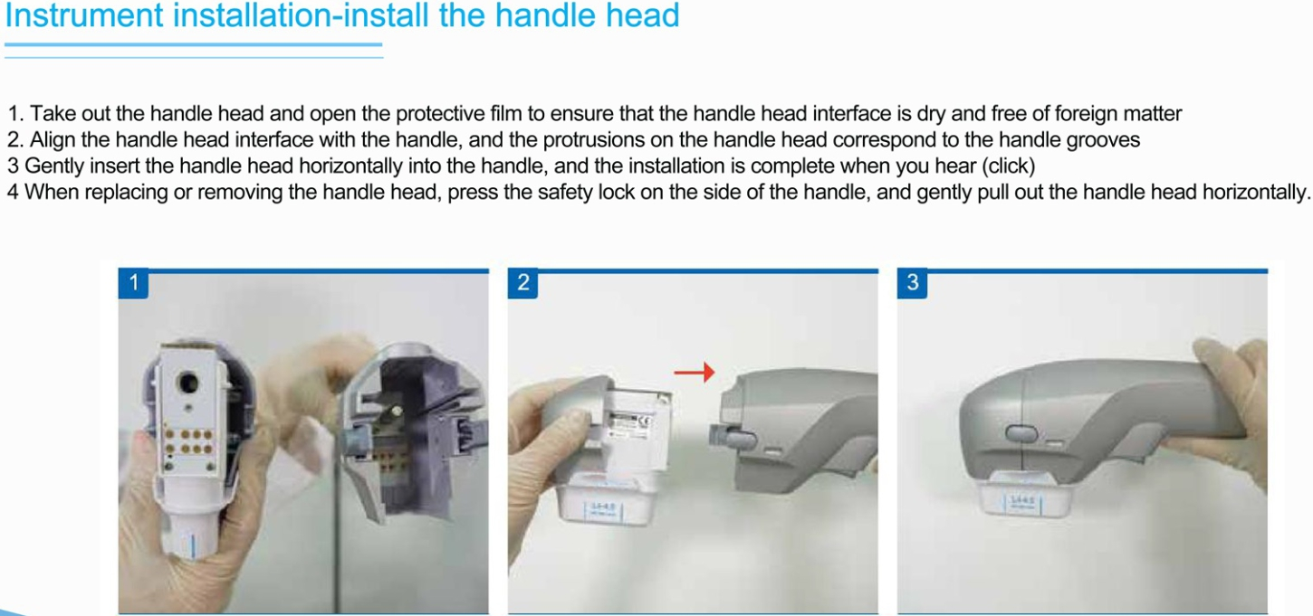 The instrument installation- install the 7d hifu handle head