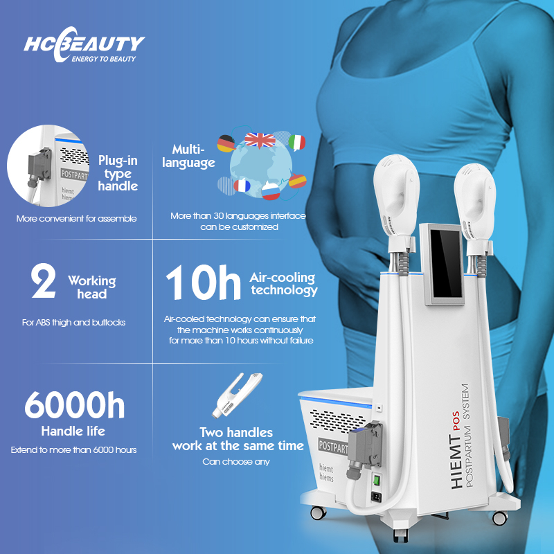 Hiemt-pro non-invasive air cooling muscle sitmulator machine for muscle building and fat burning